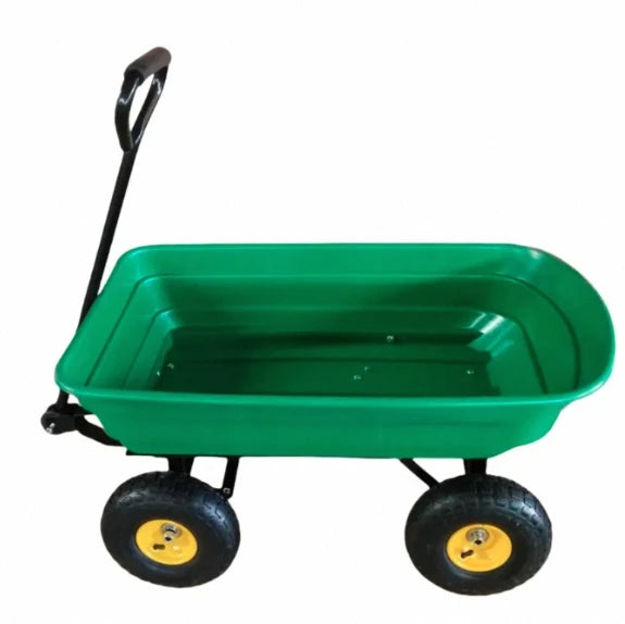 Heavy Duty 600-Pound Capacity Collapsible Steel Frame Wheelbarrow With 10\" Tires Outdoor Yard Poly Garden Dump Cart