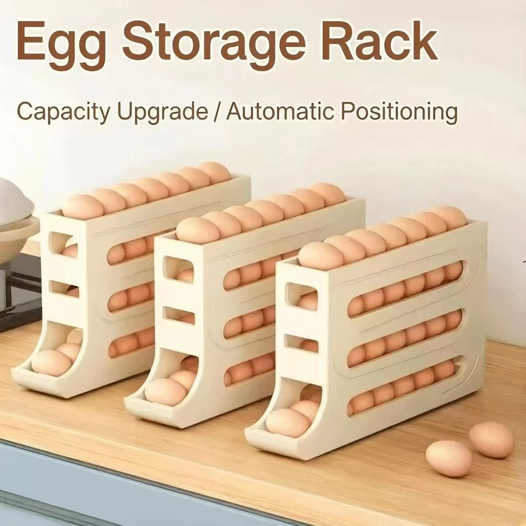 Automatic Rolling Egg Storage Box Refrigerator Door Egg Dispenser Slide Organizer