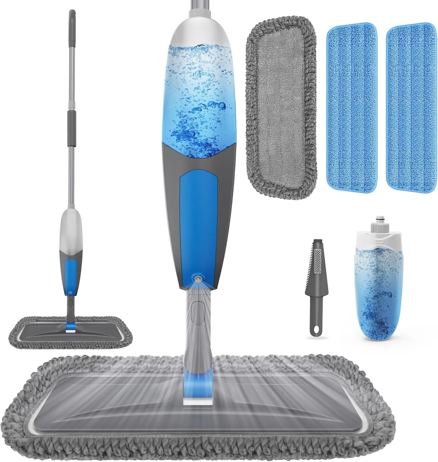 Spray Mop for Multi-Surface Cleaning with Washable Pads, 360° Swivel Head