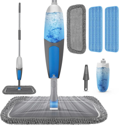 Spray Mop for Multi-Surface Cleaning with Washable Pads, 360° Swivel Head