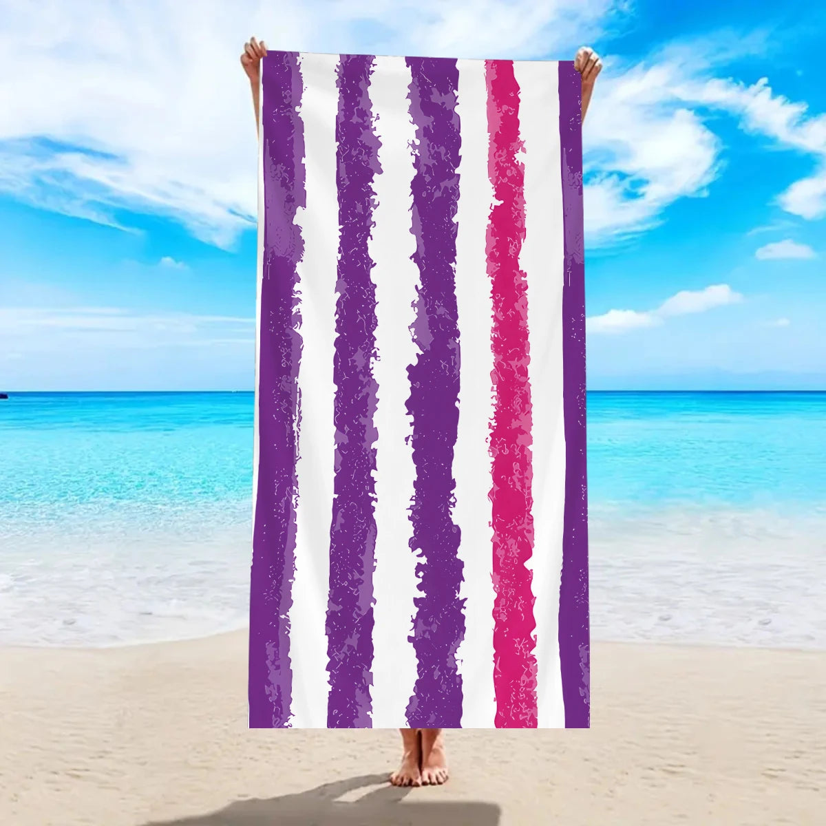 1pc fashionable colorful striped large beach towel, quick drying absorbent swimming beach towel,