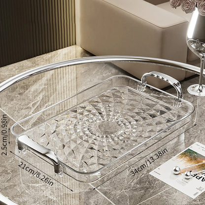 WORTHBUY Light Luxury Clear Serving Tray Plastic Fruit Dessert Tray