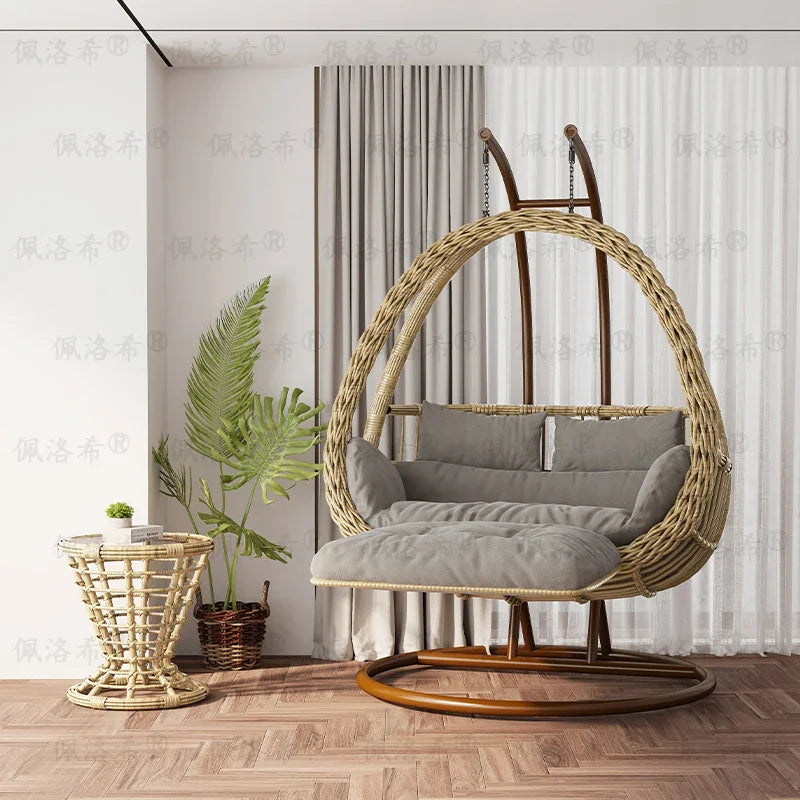 Hanging basket rattan courtyard double swing lazy chair