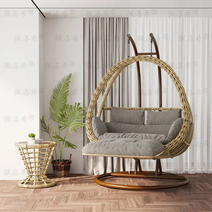 Hanging basket rattan courtyard double swing lazy chair