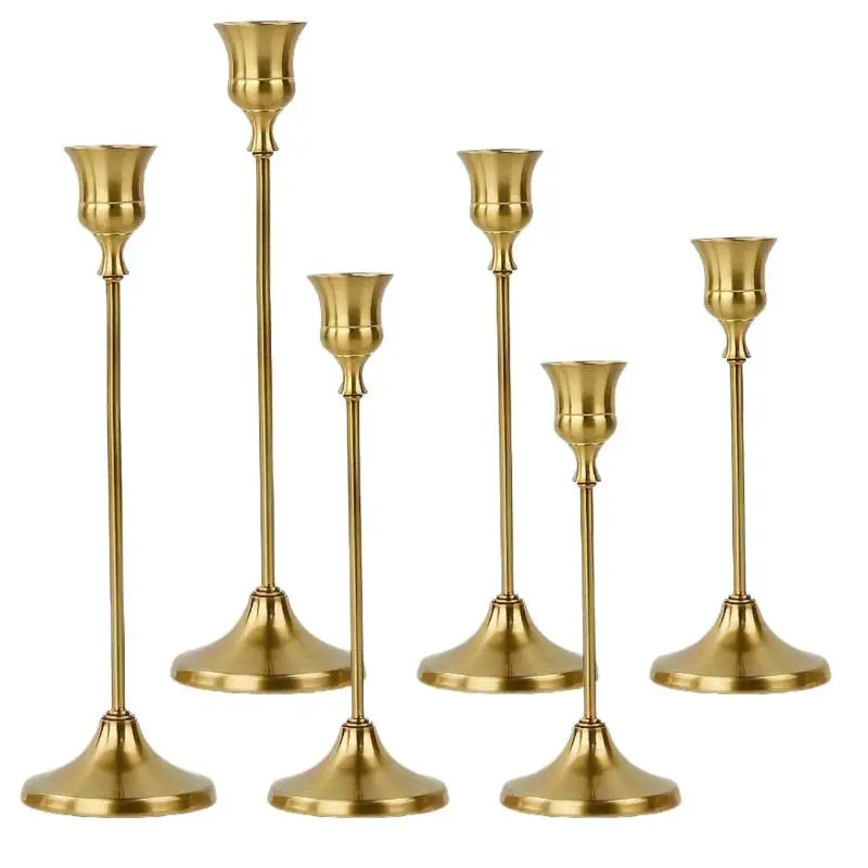 Vintage Elegant Metal And Aluminum Set Of 3 Tabletop Candle Holders