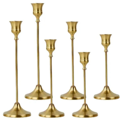 Vintage Elegant Metal And Aluminum Set Of 3 Tabletop Candle Holders