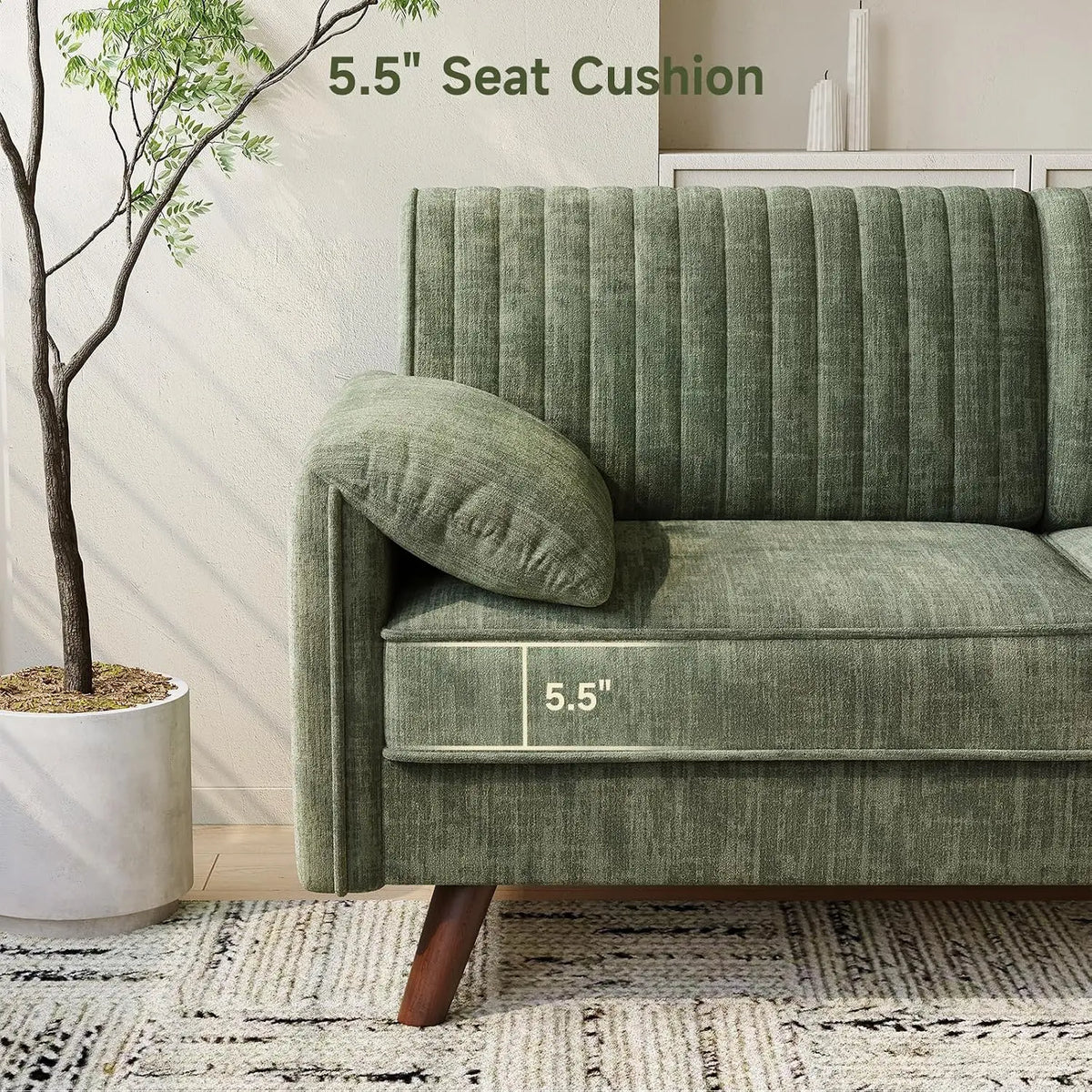 Modern Loveseat Sofa 64.5" for Small Space Living Room, Chenille Fabric 2-Seater Couch