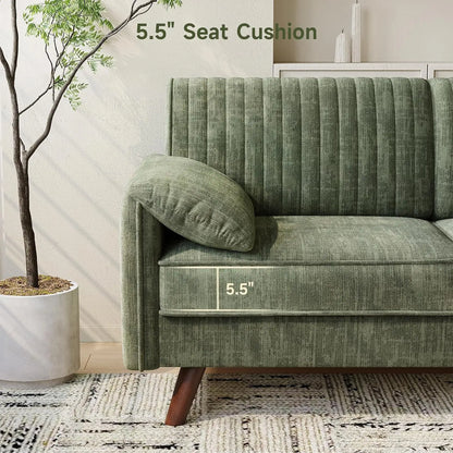 Modern Loveseat Sofa 64.5" for Small Space Living Room, Chenille Fabric 2-Seater Couch