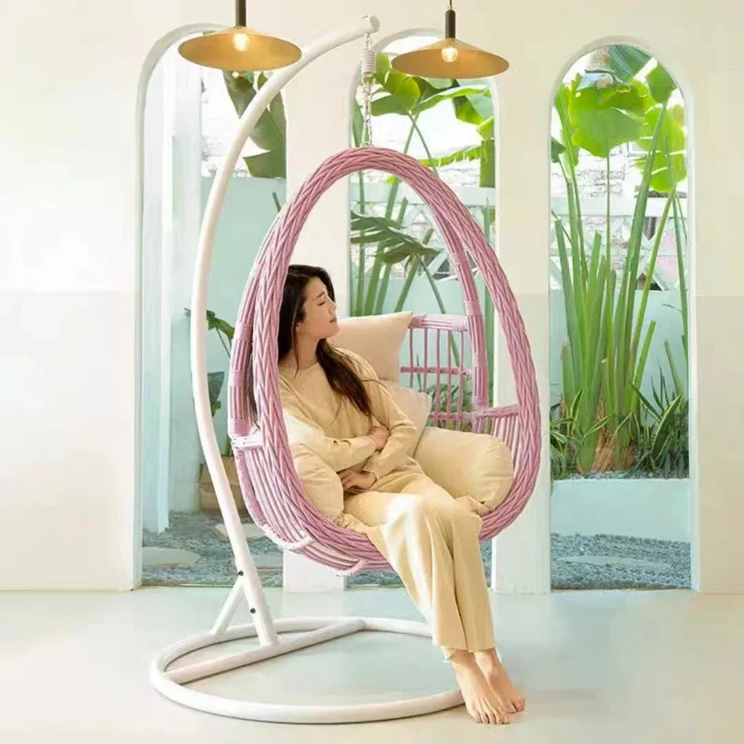 Hanging basket rattan courtyard double swing lazy chair