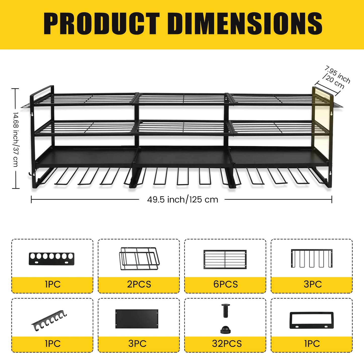 Drill Bit Tool Storage Rack Heavy-Duty Large Organize 600 lb Wall-Mounted