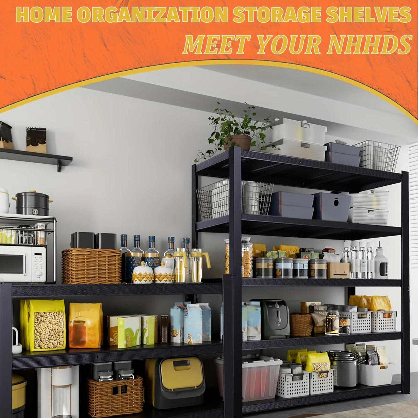 Steel Heavy Duty Garage Organizer Rack, Adjustable Height Metal Shelving for Garage Basement Workshop, Home Tool Storage