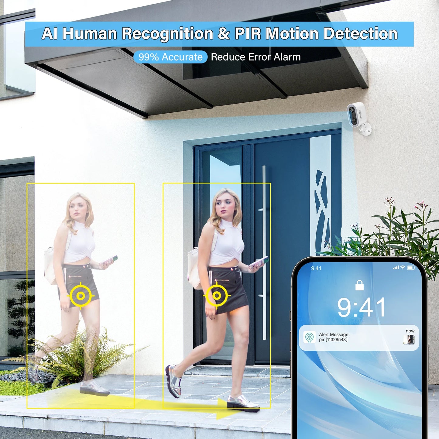 Security Camera Wireless Wi-Fi Camera Battery Powered with Color Night Vision Two-Way Talk for Outdoor Home Camera