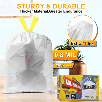 100PCS Household Trash Drawstring Bags 13 Gallon Strong Large
