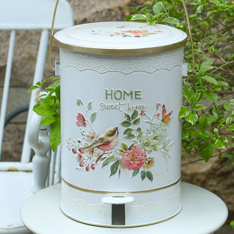 European Style Flower and Bird Outdoor Garden Trash Cans