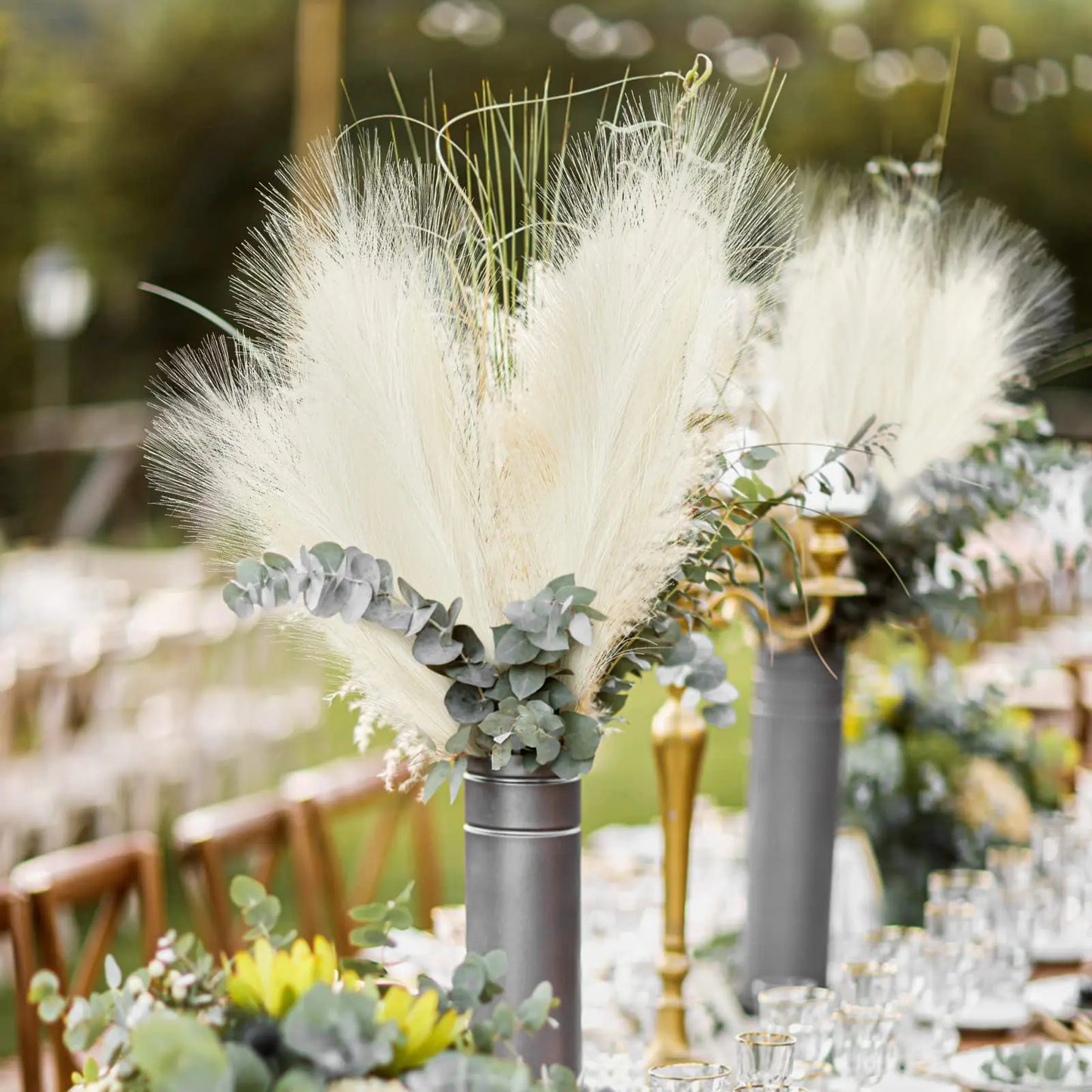 10/30 Pcs Artificial Pampas Grass Fluffy Reed Bouquet Boho Decoration Table Flower Arrangement