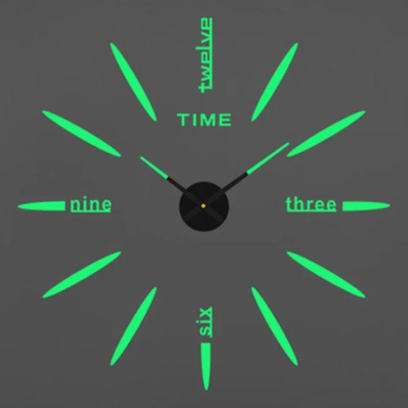 Large 3D Wall Clock Luminous Classic Wall DIY Digital Wall Stickers