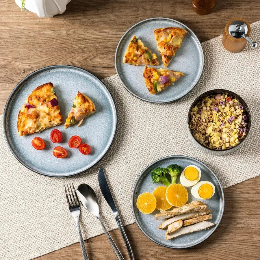 Ceramic Dinnerware Sets for 4, Round Reactive Glaze Ceramic Dishwasher and Microwave