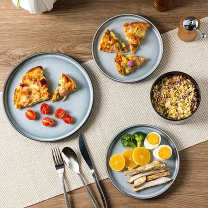 Ceramic Dinnerware Sets for 4, Round Reactive Glaze Ceramic Dishwasher and Microwave