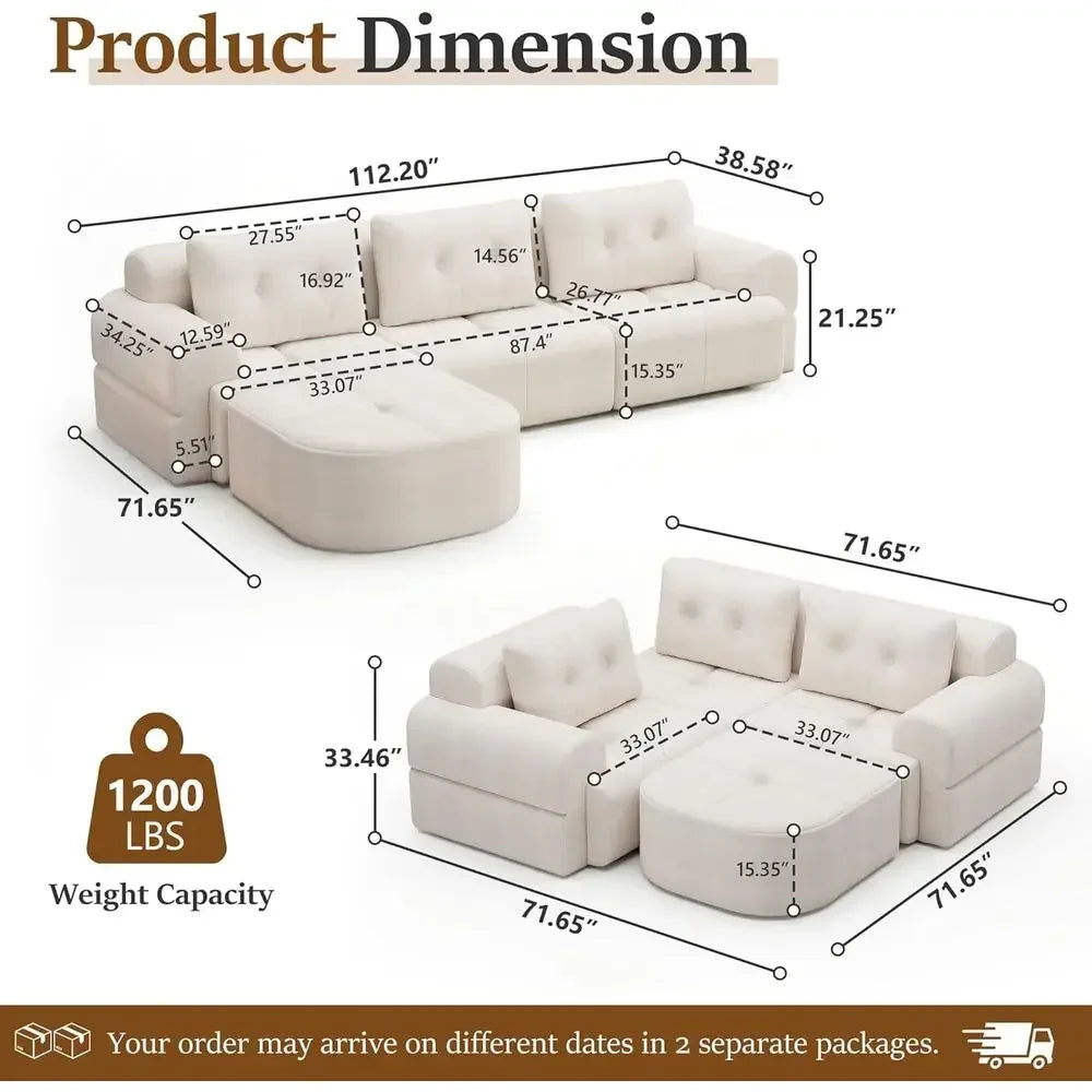 Convertible L-Shaped Sectional Couch with Deep Seating, High-Density Memory Foam, Chaise, and Pet-Friendly Fabric
