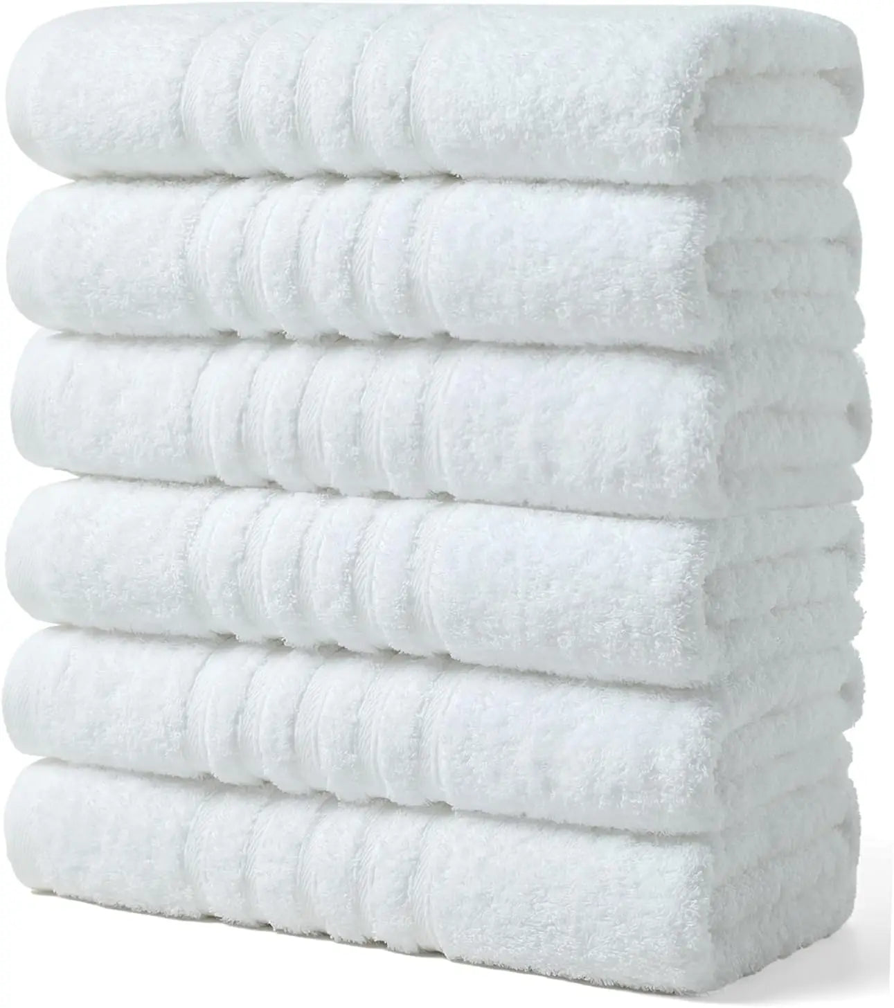 6-Pack 100% Cotton Bath Towels, 24x48 Inches, High Absorbency Quick Drying, White