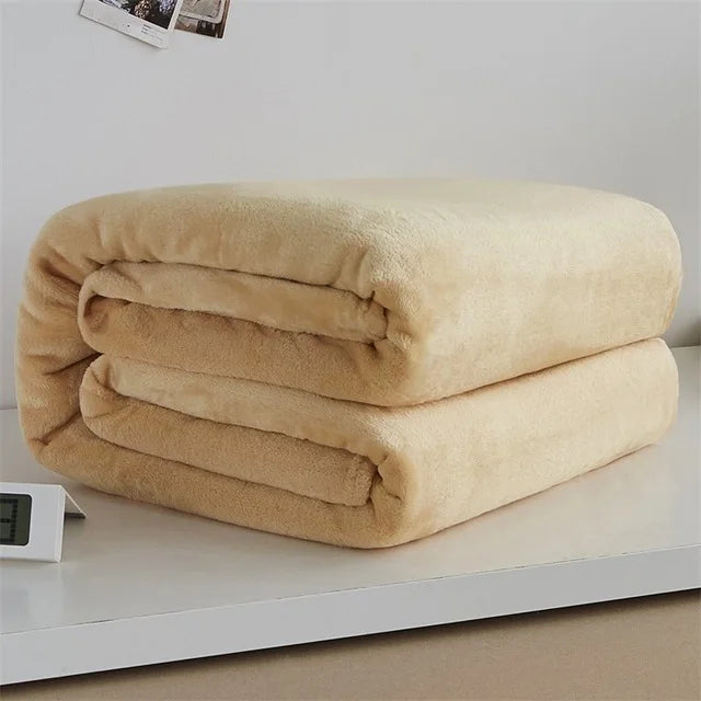 Super Soft Warm Lightweight Plain Solid Color Flannel Blanket for All Season