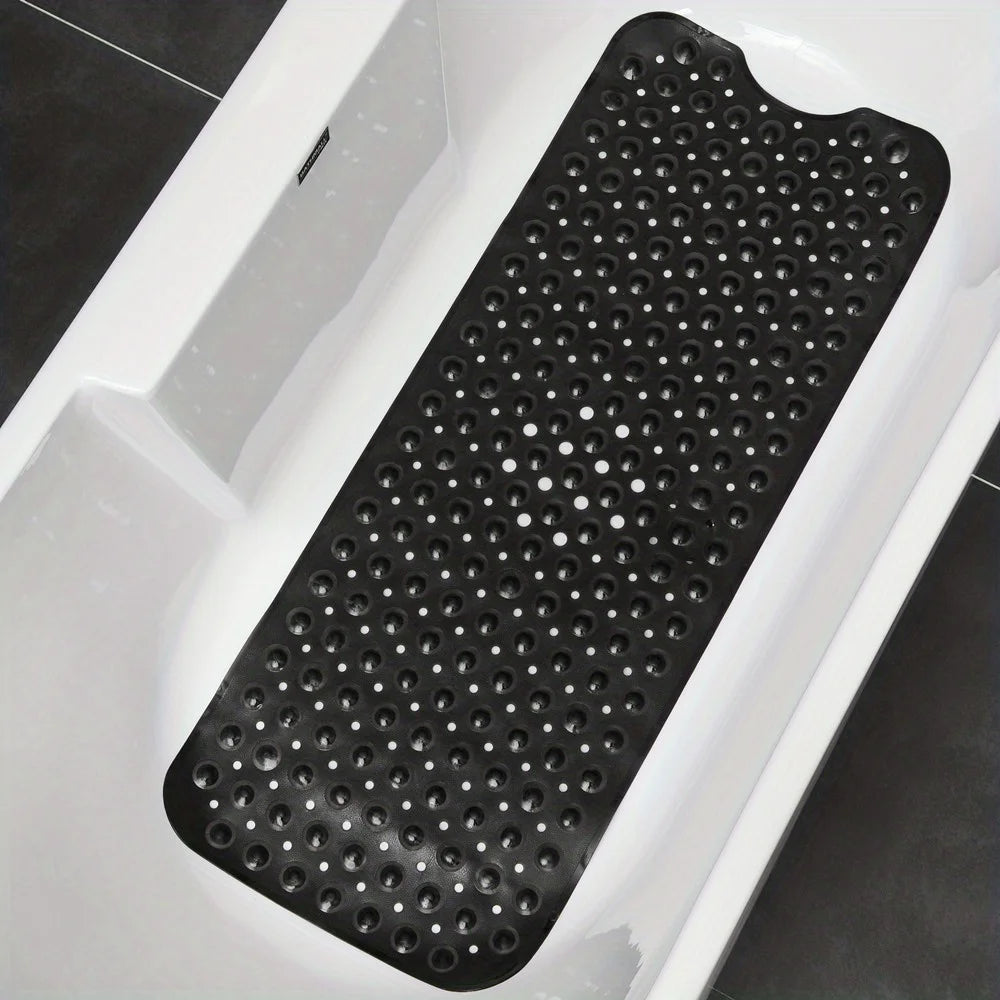 1Pc non-slip shower mat bathtub mat with drain holes and suction cups machine washable