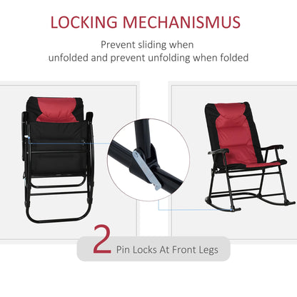 2PC Oversized Folding Rocking Camping Chairs, Red
