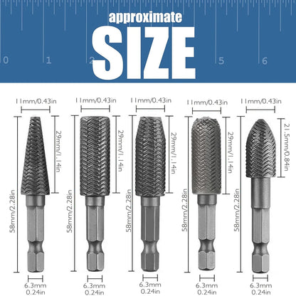 5pcs Hex Shank Rotary Steel File Set for Drilling, Grinding, Sanding & Engraving