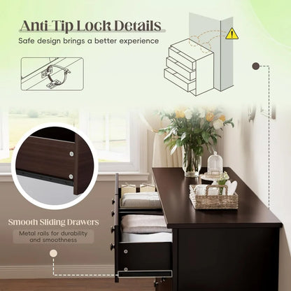 JUMMICO Dresser 6 Drawers Storage Design for Bedroom an Living Room.