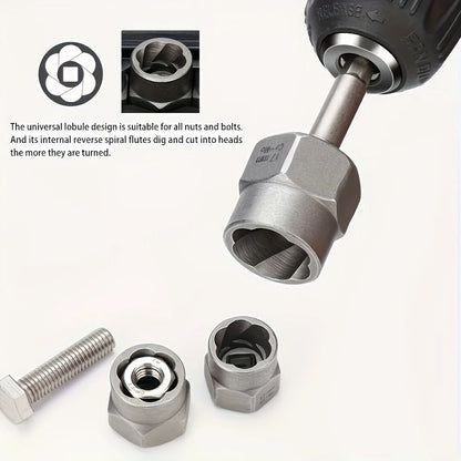 15pc Nut Extractor Set w/ Knockout Bar & 1/4"-3/8" Adapter, Bolt & Nut Remover Kit