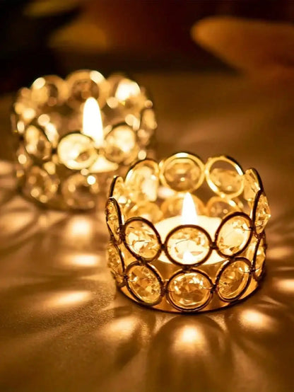 Crystal Desktop Candlelight Dinner Prop Metal Ornament Candle Holder