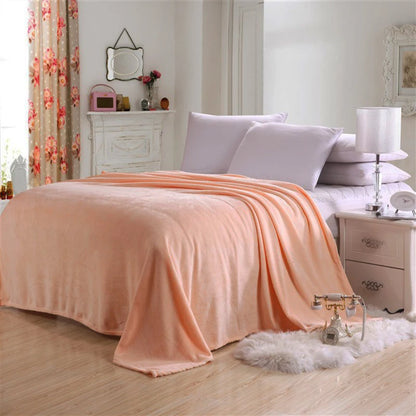 Super Soft Warm Lightweight Plain Solid Color Flannel Blanket for All Season