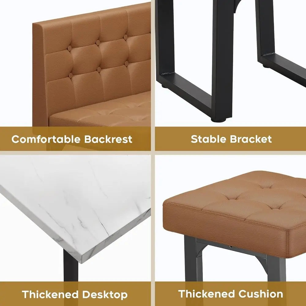 L-Shaped Booth Dining Table Set, Bench Seating or 6, Space Saving Dining