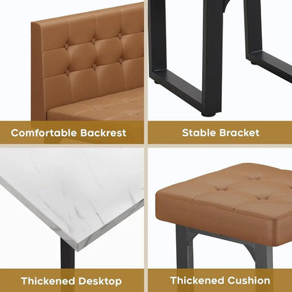 L-Shaped Booth Dining Table Set, Bench Seating or 6, Space Saving Dining