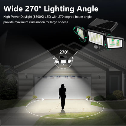 3-Head Solar Outdoor Light, Motion Sensor Security Light with Wireless Remote Control