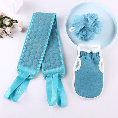3Pcs Exfoliating Bath Body Scrub Washcloths & Shower Mitts, Deep Cleaning Scrub
