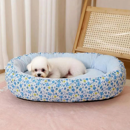 Floral All Season Dog Bed Soft Cat and Dogs Sleeping