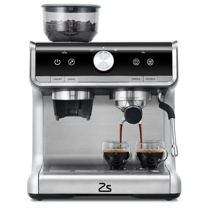 Espresso Machine with Grinder, Professional with Milk Steam 20 Bar Barista Cappuccino Machine