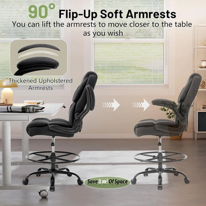 500LBS Drafting Chair, High Back Safer Standing Desk Chair,