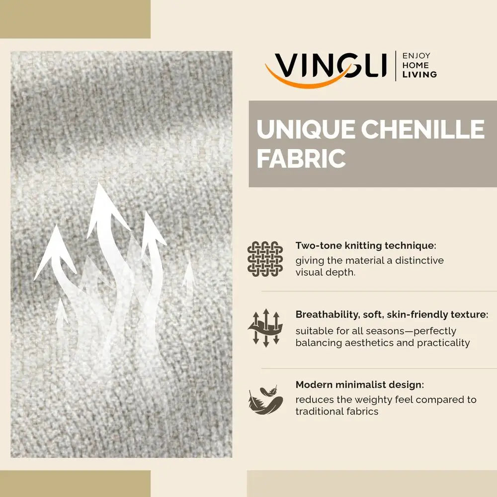 U-shaped Sectional Couch with Two Chaise, Affordable Small Sofa with Chenille Fabric Comfy Couche