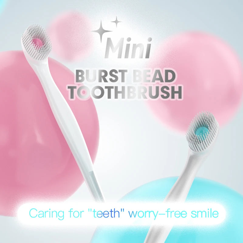 20PCS Mini burst bead Toothbrush Box, No Water Portable Toothbrush for Travel Outdoor No Rinse Oral Cleaning Use