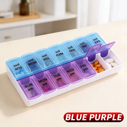 14 Compartments Independent Pill Case Portable Medicine