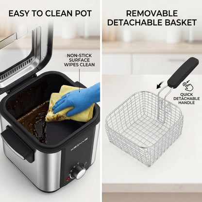 Electric Deep Fryer with Temp Control, Removable Lid with Odor Filter and Viewing Window