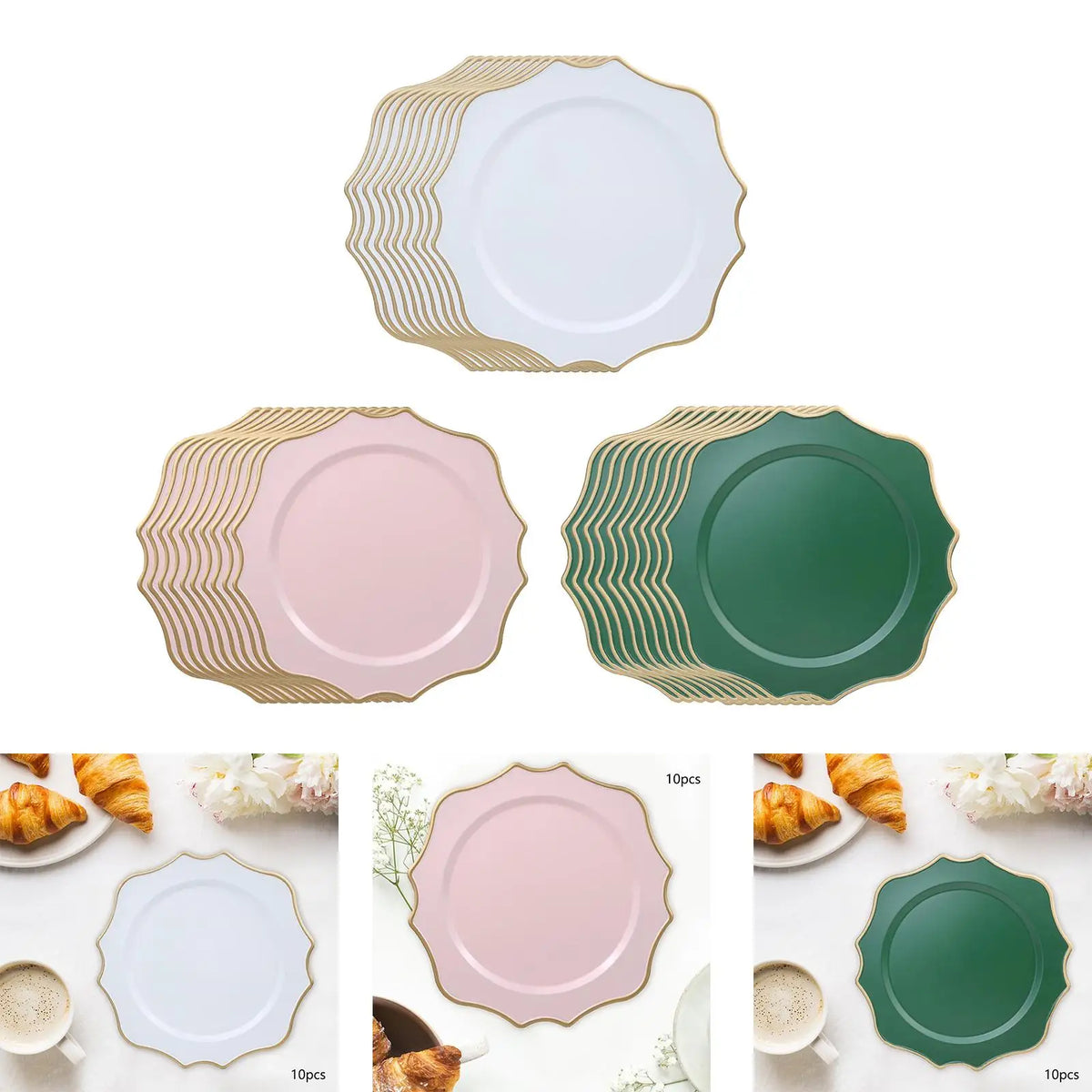 Elegant Plastic Charger Plates Decorative Tableware Plates for Holiday Dinner Events