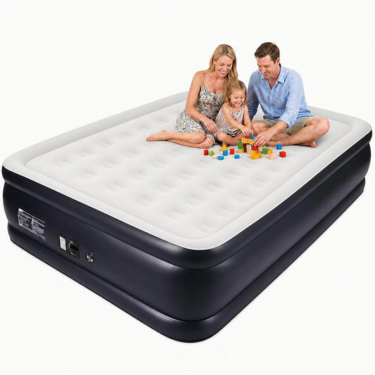 Twin/Queen Air Mattress With Built-in Pump, 18'' Raised Inflatable Guest Bed, 3-Min Fast Inflate, Honeycomb Support, 800lb