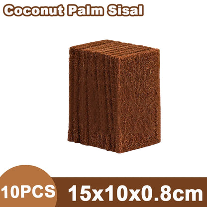 10PCS Natural Sisal Microfiber Sponge Kitchen Dishes Cleaning Cloth Eco Friendly Scouring Pad