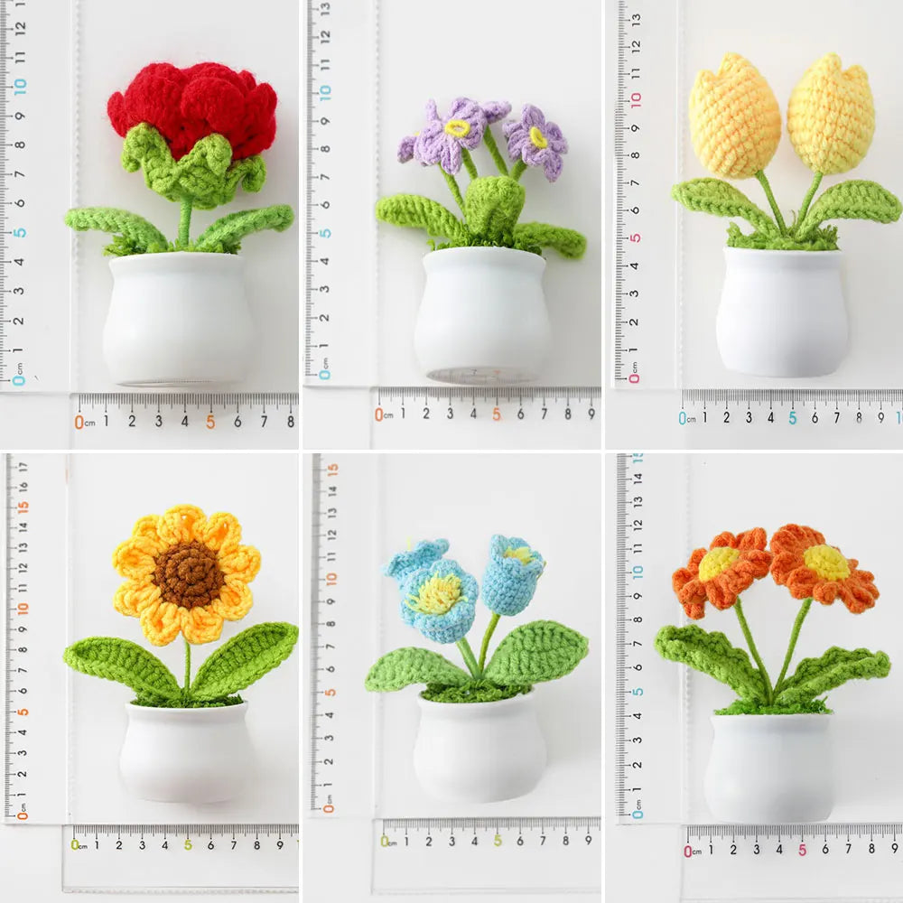 Hand-knitted Sunflower Tulip Crochet Flowers Potting