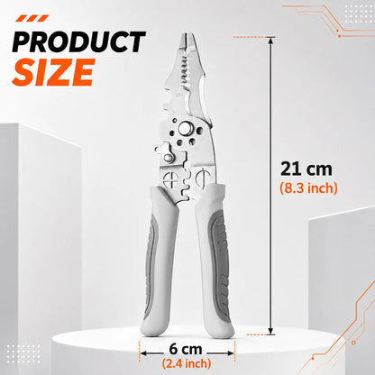 8.5 Inch Multi-Functional Industrial Wire Stripper Cutter Crimper Heavy Duty Stainless Steel Electrical