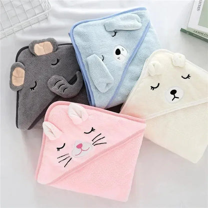 80*80cm/ Cartoon Baby Bath Towel Body Hooded Polyester Fiber Baby Bathrobe Newborn Swaddling