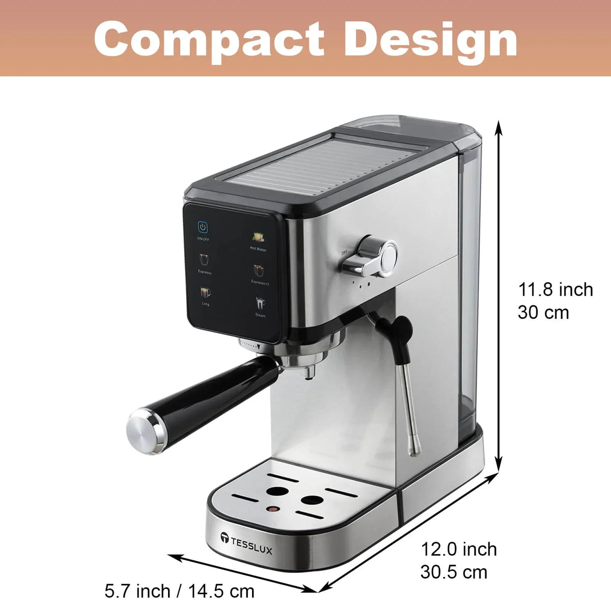 Espresso Machine with Dual Boiler, LCD Touch Control & Milk Frothier Compact Home Coffee Maker for Café Style Cappuccino & Latte,
